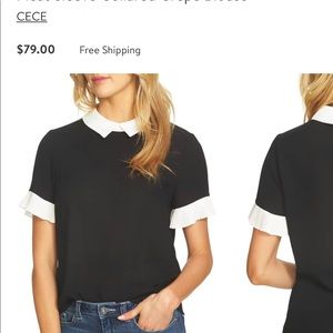 NWT CeCe Pleated Sleeve Blouse